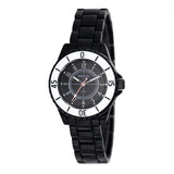 Henley Ladies Enamelled Round Bracelet Watch – Black Sunray Dial, Black