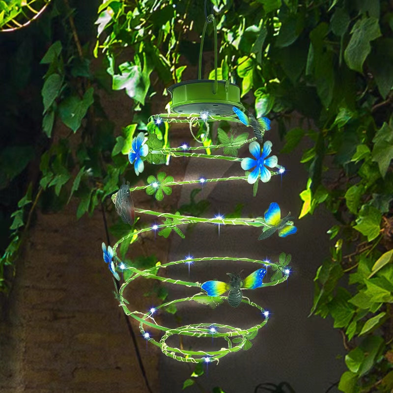 Avilo Hanging Solar Spiral Light with Butterflies – Garden Lantern for Day and Night
