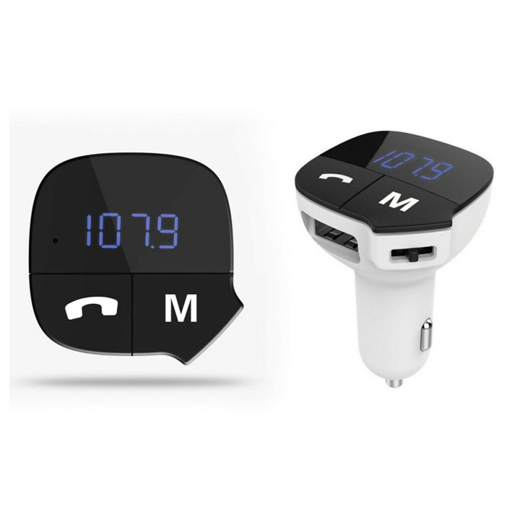 Aquarius Bluetooth Car Adapter and FM Transmitter with Hands-Free Calling – LED Display, USB Car Kit, White
