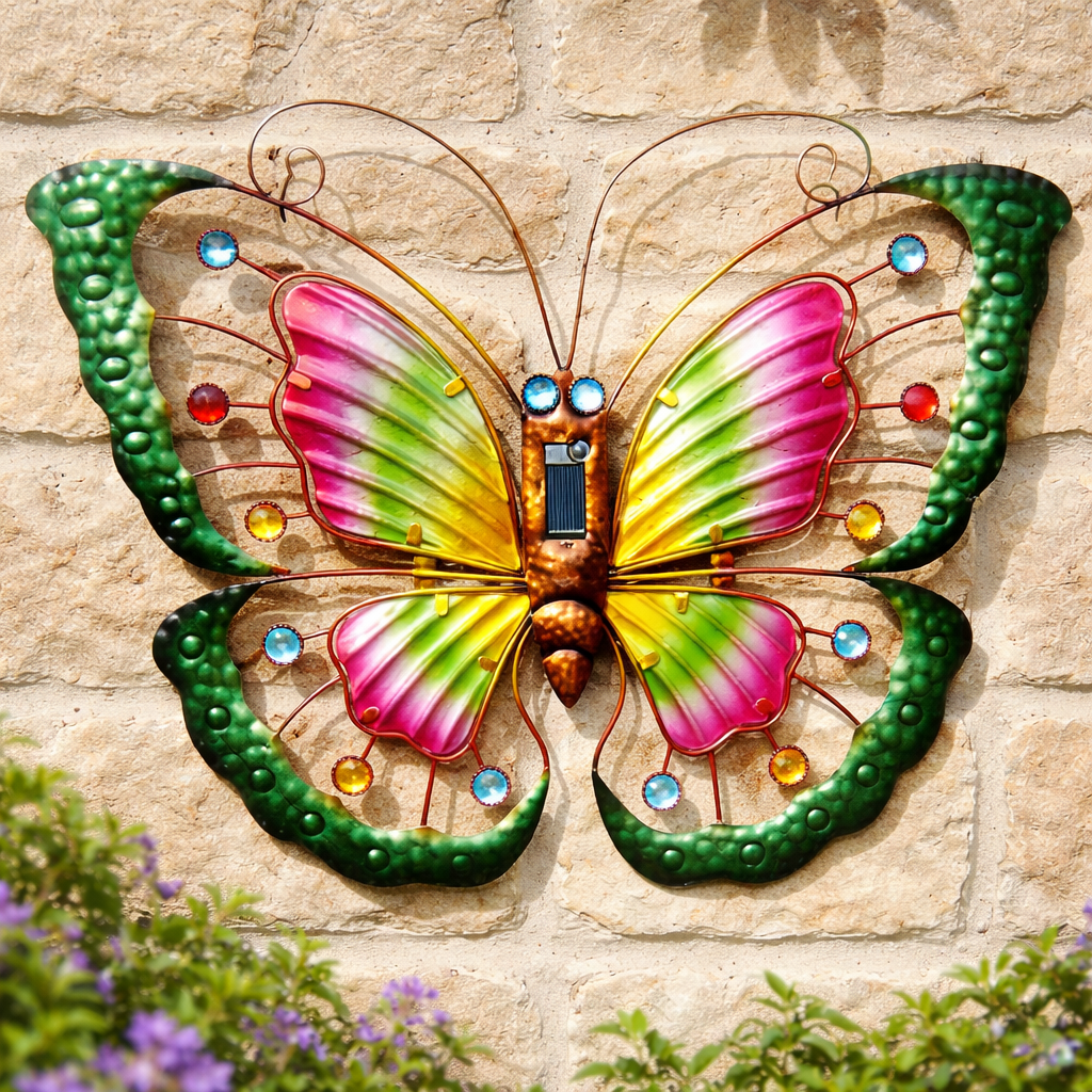 Avilo Wall Mounted Butterfly Solar Light – Hand Finished Garden Wall Light