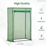 Mini Walk-in Greenhouse with Steel Frame, PE Cover & Zipped Roll-up Door – Tall Narrow Plant Shelter, Green
