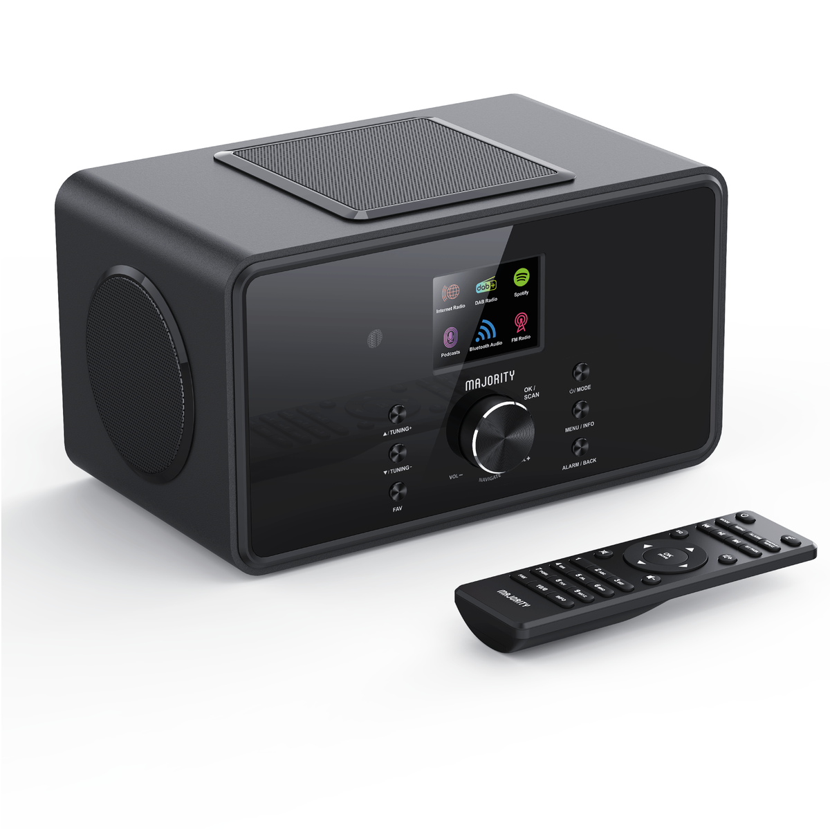Majority Bard Music System with Internet Radio, DAB+/FM, Bluetooth & Spotify Connect – 100W, Black
