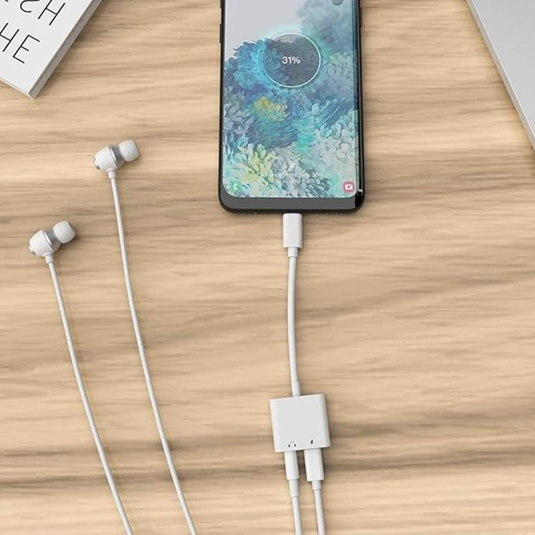 FX 2-in-1 Phone Audio Adapter for Phone 7, 7 Plus, 8, 8 Plus, X and XR – Listen and Charge, White
