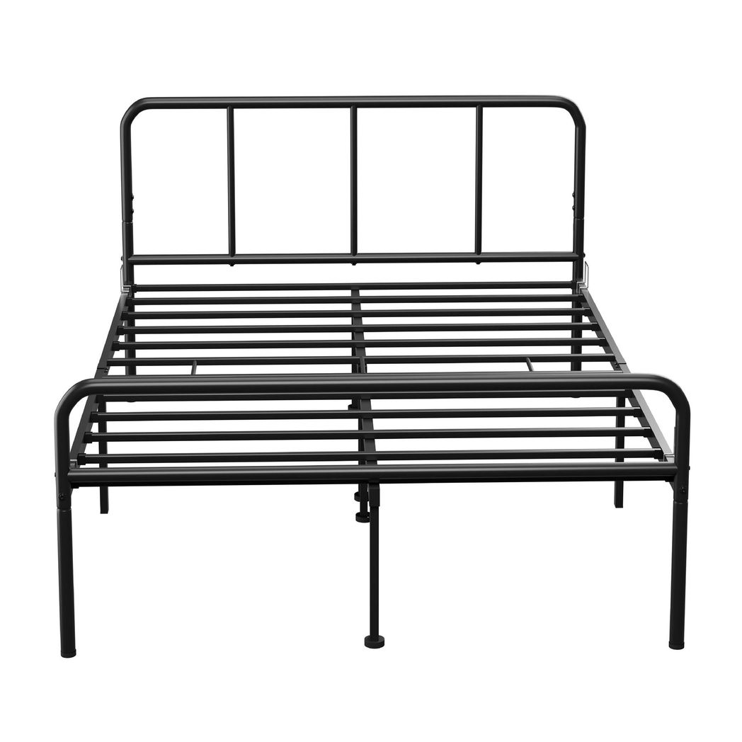 House of Home Extra Strong Black Metal Double Bed Frame with Rounded Head & Footboard