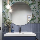 Arthouse Exotic Garden Wallpaper with Birds, Flowers and Foliage – Vintage Botanical Print, Blue