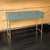 Modern 120cm Wooden 2-Drawer Side Table with Spacious Tabletop – Living Room & Hallway Storage, Green