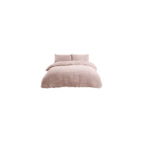 Sleepdown Teddy Fleece Duvet Cover Set with Pillowcases – Soft, Cosy Bedding and Gift Idea, Blush