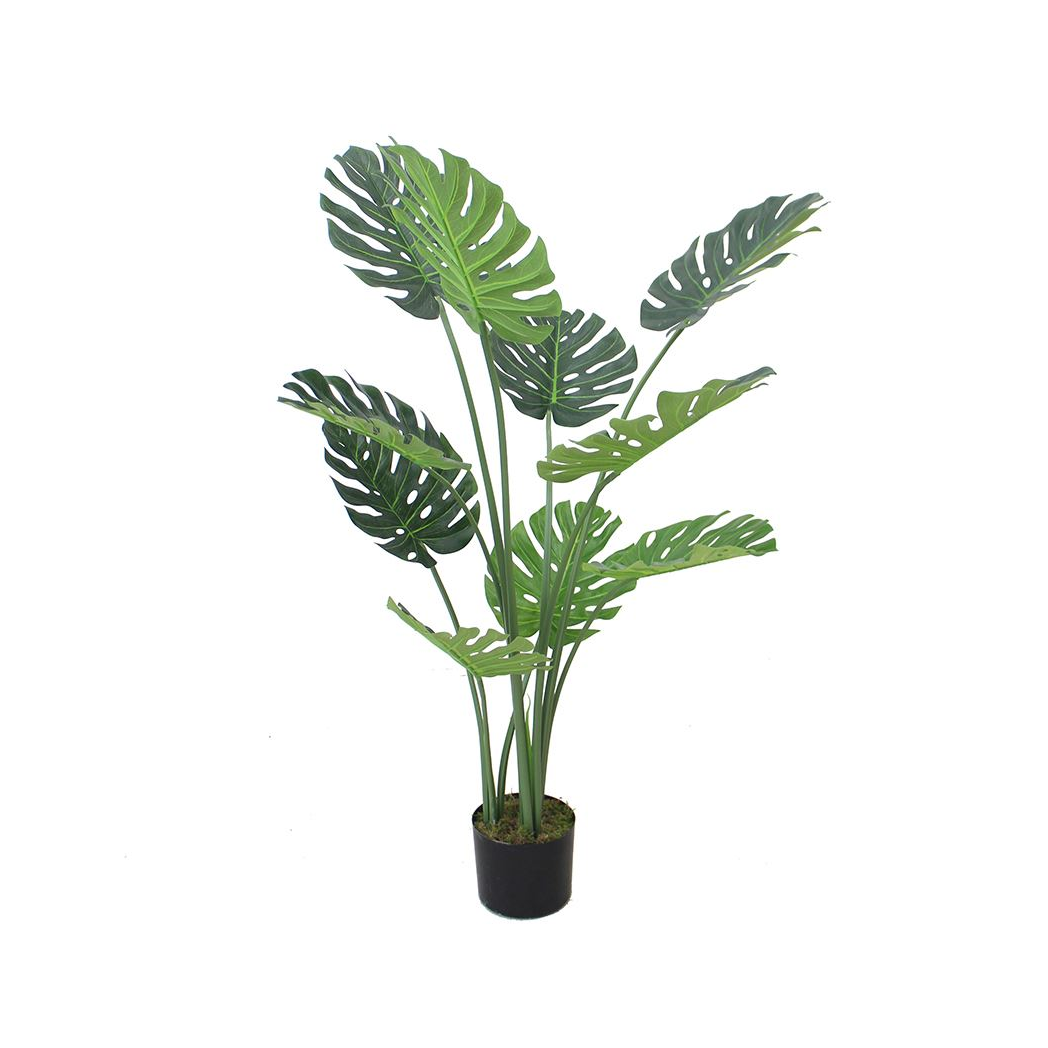 Luxury Artificial Monstera Plant, 120cm (4ft) in Black Pot – Realistic Indoor Greenery with Adjustable Stems