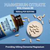 Prowise Magnesium Citrate Capsules 1500mg with Vitamin B6 – 120 Vegan Capsules, 450mg Elemental Mg