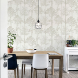 Arthouse Stardust Tree Glitter Vinyl Wallpaper – Gold Tree Silhouettes, Hardwearing Textured Design, Neutral