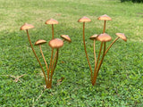 Avilo Copper Finish Mushroom Garden Stakes, Set of 2 – Decoration for Planters and Borders