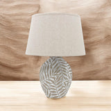 Minimalist Textured Ceramic Table Lamp with Fabric Shade – In-Line Switch, 1m Cable Bedside Lamp