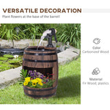 Outsunny Retro Water Pump Barrel Fountain, Solid Fir Wood – Garden Water Feature & Flower Planter Stand