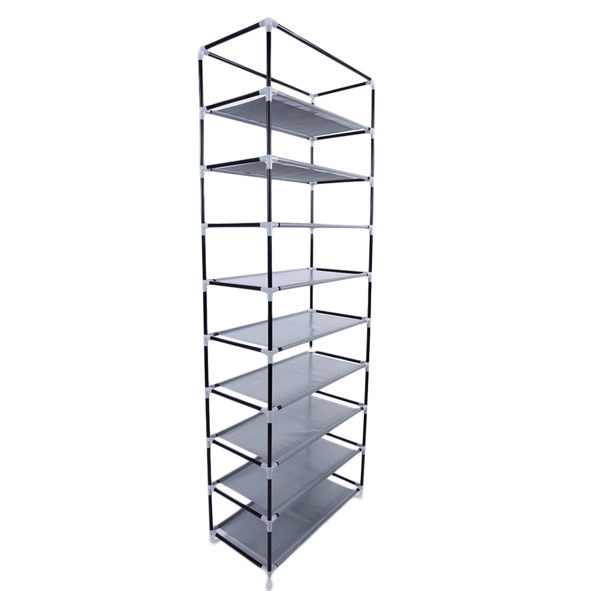 Space-Saving Fabric Shoe Rack, 10 Layers with 9 Compartments, 58 x 29 x 160cm, Grey