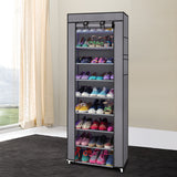 Space-Saving Fabric Shoe Rack, 10 Layers with 9 Compartments, 58 x 29 x 160cm, Grey