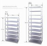 Space-Saving Fabric Shoe Rack, 10 Layers with 9 Compartments, 58 x 29 x 160cm, Grey