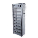 Space-Saving Fabric Shoe Rack, 10 Layers with 9 Compartments, 58 x 29 x 160cm, Grey