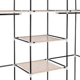 Portable Clothes Closet Wardrobe with 9 Shelves & Double Hanging Rod, 69" Fabric Organiser – Beige