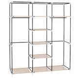 Portable Clothes Closet Wardrobe with 9 Shelves & Double Hanging Rod, 69" Fabric Organiser – Beige