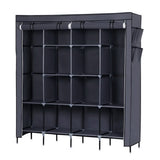 Portable Clothes Closet Wardrobe with 12 Shelves, 4 Side Pockets & Hanging Rod, 67" Storage Rack – Grey
