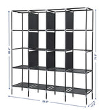 Portable Clothes Closet Wardrobe with 12 Shelves, 4 Side Pockets & Hanging Rod, 67" Storage Rack – Grey