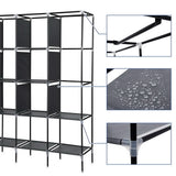 Portable Clothes Closet Wardrobe with 12 Shelves, 4 Side Pockets & Hanging Rod, 67" Storage Rack – Grey