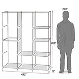 Portable Clothes Closet Wardrobe with 8 Shelves & Hanging Rod, 71" Fabric Storage Organiser – Grey