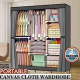 Portable Clothes Closet Wardrobe with 8 Shelves & Hanging Rod, 71" Fabric Storage Organiser – Grey