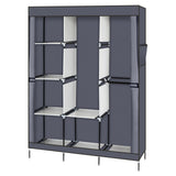 Portable Clothes Closet Wardrobe with 8 Shelves & Hanging Rod, 71" Fabric Storage Organiser – Grey