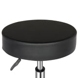 Round Rotating Bar Stool with Five Casters, PU Leather Seat & Chrome-Plated Base – 360° Swivel, Black