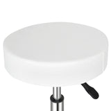 Round Rotating Bar Stool with Five Casters, PU Leather Seat & Chrome-Plated Base – 360° Swivel, White
