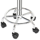 Round Rotating Bar Stool with Five Casters, PU Leather Seat & Chrome-Plated Base – 360° Swivel, White