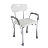Aluminium Alloy Bath Chair with Back and Handle, 6 Height Levels, 205kg Capacity – Shower Safety Seat, White