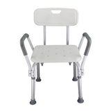 Aluminium Alloy Bath Chair with Back and Handle, 6 Height Levels, 205kg Capacity – Shower Safety Seat, White