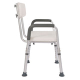 Aluminium Alloy Bath Chair with Back and Handle, 6 Height Levels, 205kg Capacity – Shower Safety Seat, White