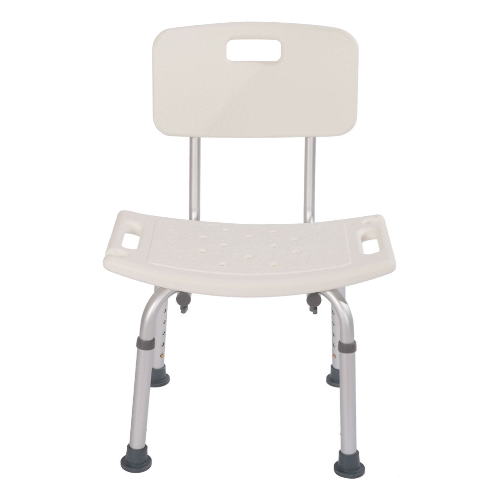 Aluminium Alloy Bath Chair with Removable Back, 7 Height Levels, 205kg Capacity – Shower Safety Seat, White