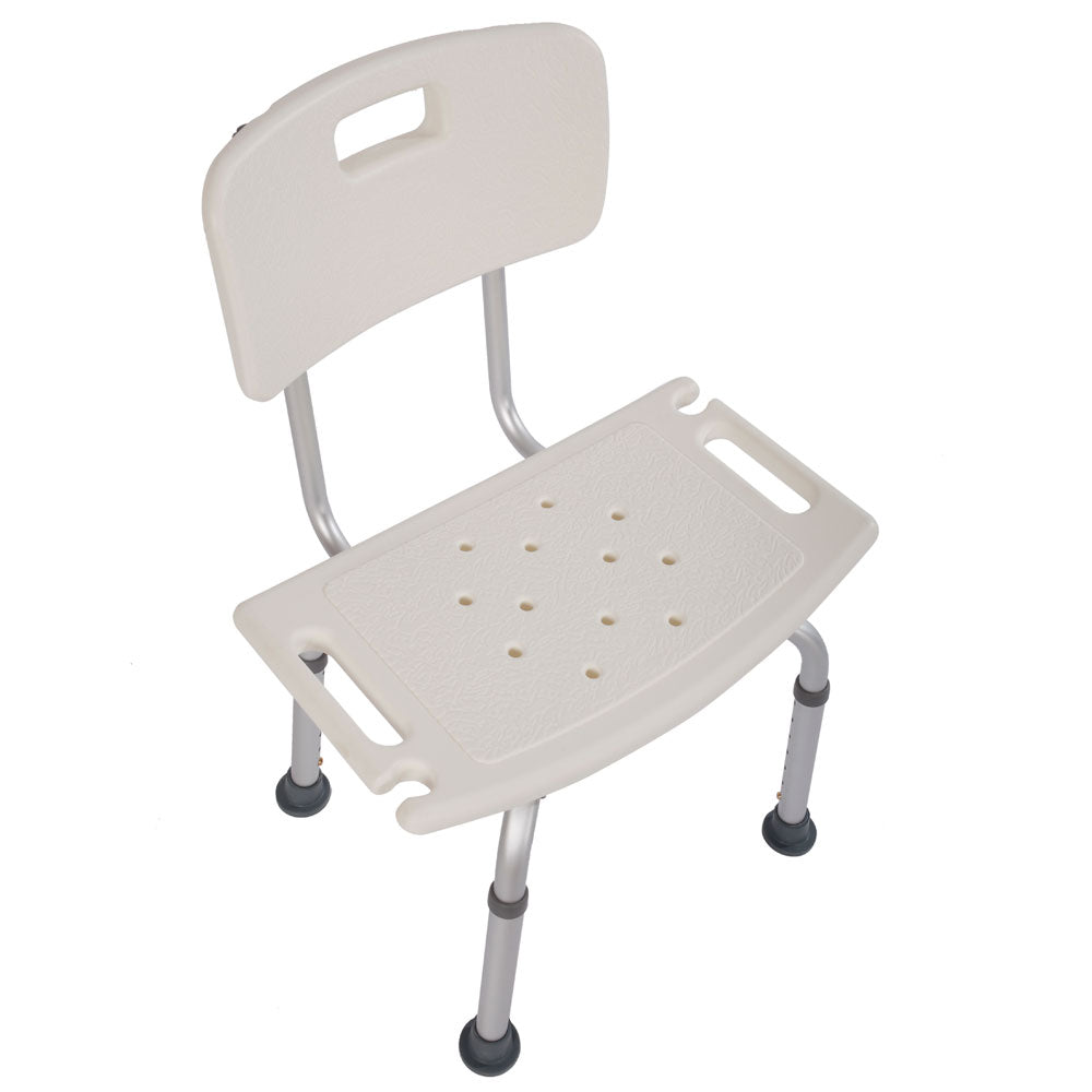Aluminium Alloy Bath Chair with Removable Back, 7 Height Levels, 205kg Capacity – Shower Safety Seat, White
