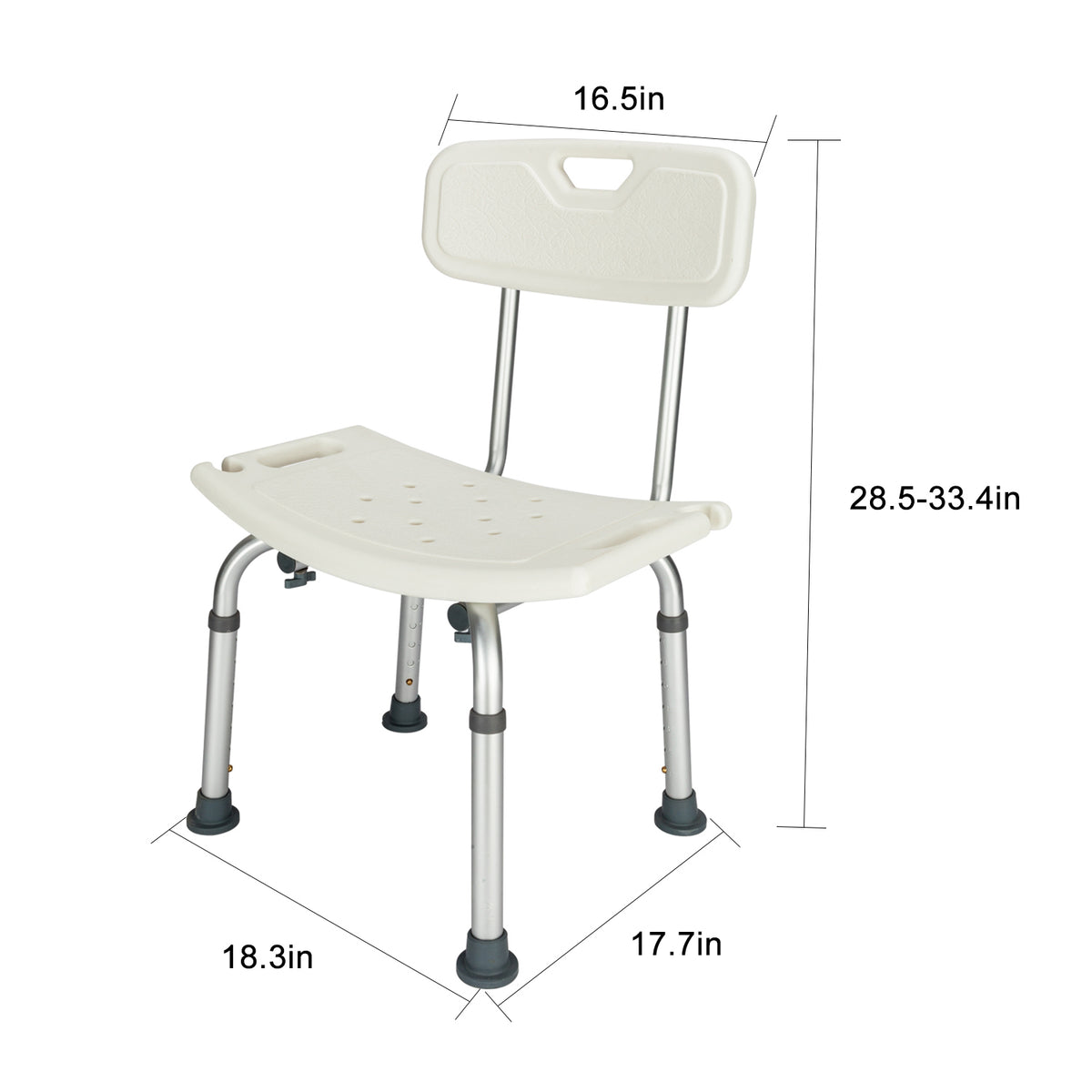 Aluminium Alloy Bath Chair with Removable Back, 7 Height Levels, 205kg Capacity – Shower Safety Seat, White