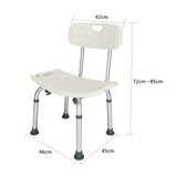 Aluminium Alloy Bath Chair with Removable Back, 7 Height Levels, 205kg Capacity – Shower Safety Seat, White