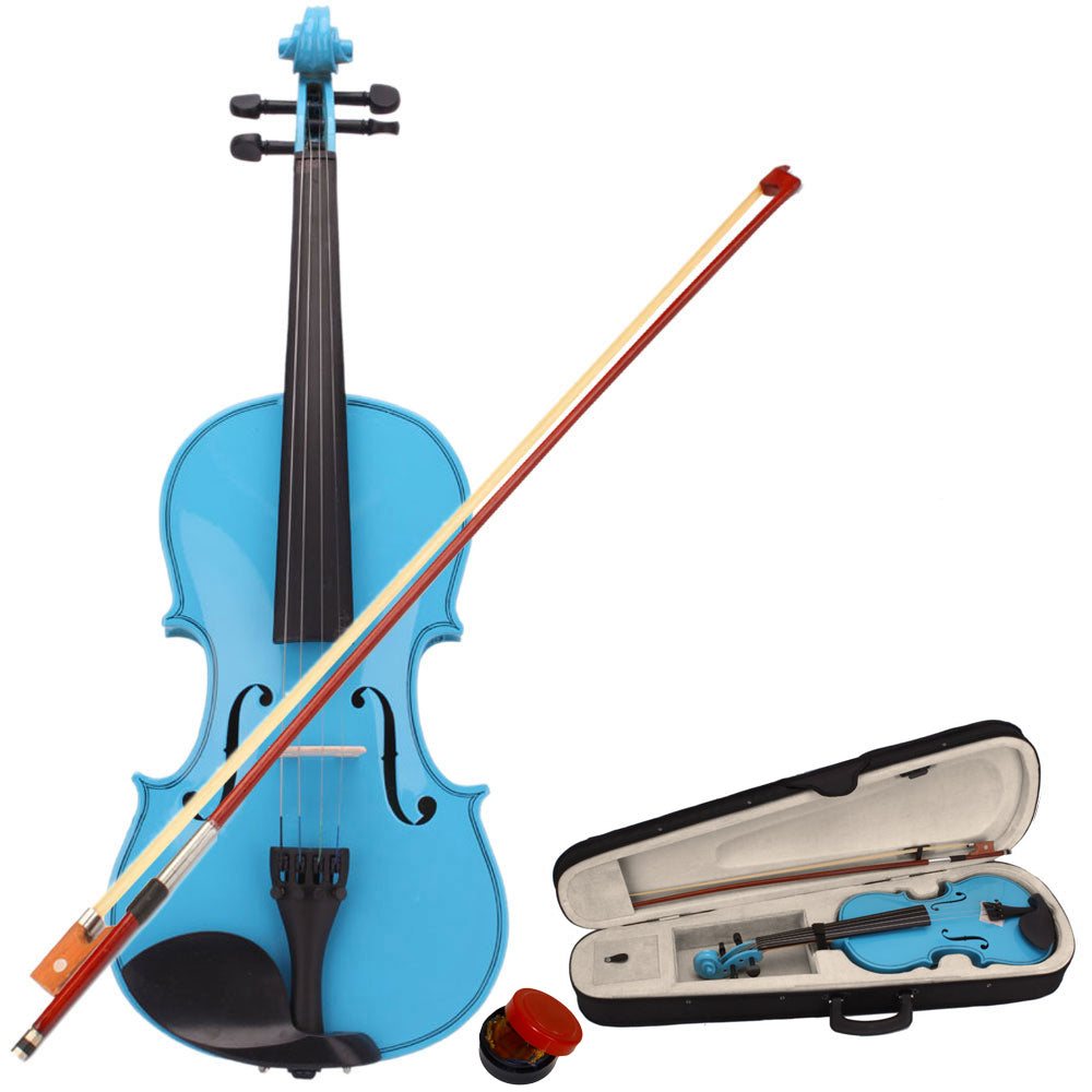 4/4 Full Size Acoustic Violin Set with Case, Bow & Rosin – Beginner & Student Violin, Sky Blue