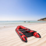 10ft Inflatable Assault Boat with Foot Pump, Paddles & Repair Kit – 2-Chamber PVC Dinghy, Red and Black