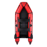 10ft Inflatable Assault Boat with Foot Pump, Paddles & Repair Kit – 2-Chamber PVC Dinghy, Red and Black