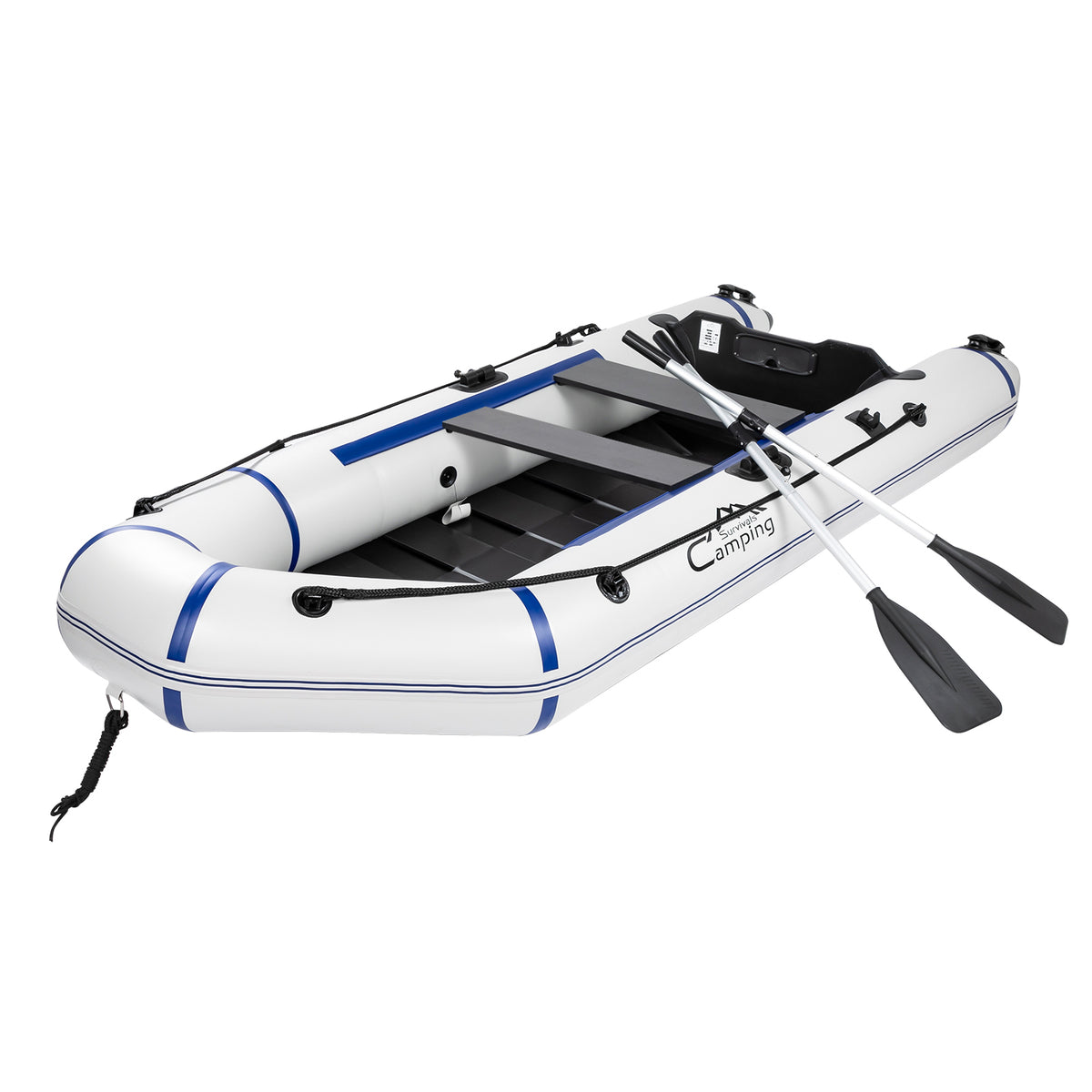 10ft Inflatable Dinghy Boat with Hard Deck & Paddle Locks, 330kg Capacity – PVC Fishing Boat, Grey & White