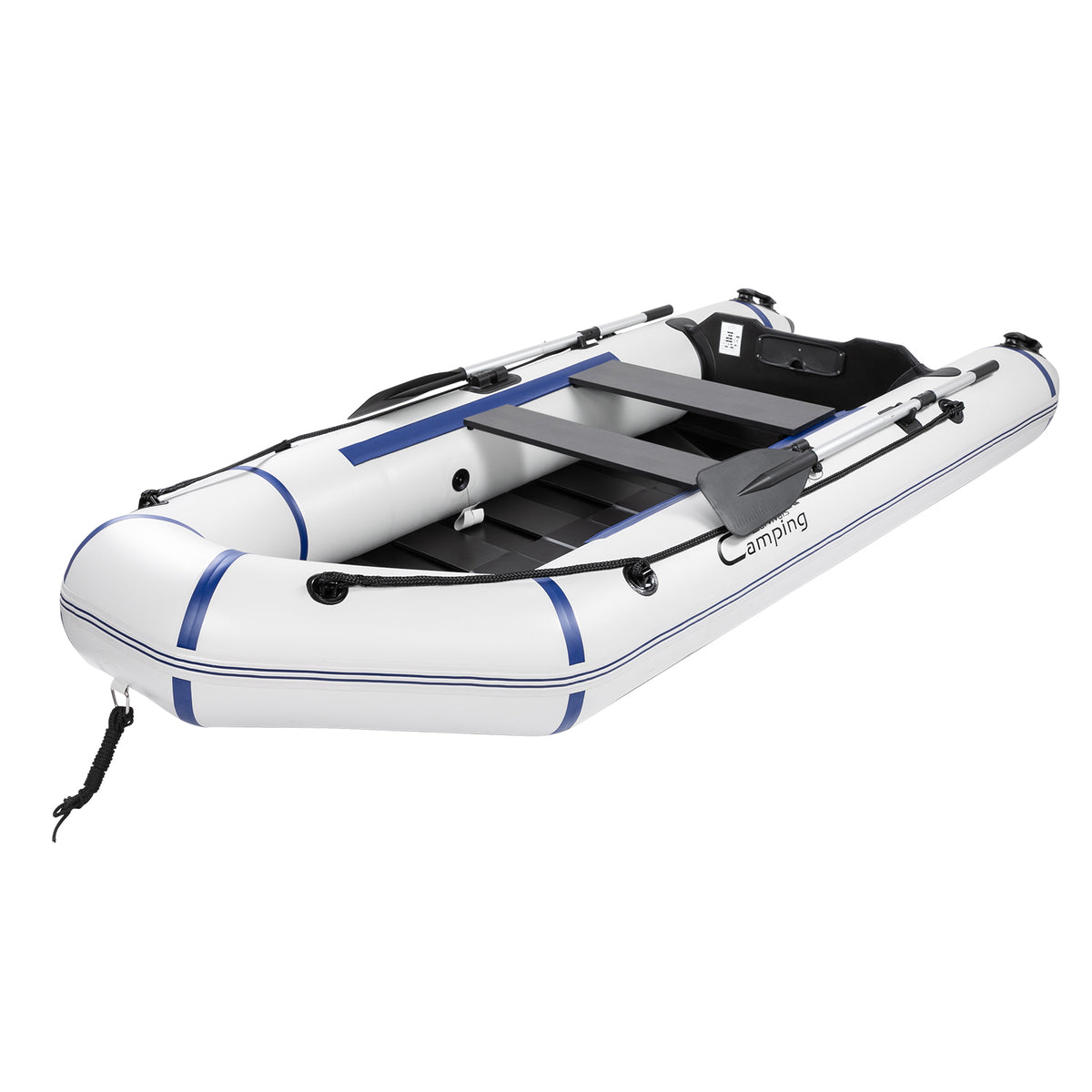 10ft Inflatable Dinghy Boat with Hard Deck & Paddle Locks, 330kg Capacity – PVC Fishing Boat, Grey & White