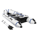10ft Inflatable Dinghy Boat with Hard Deck & Paddle Locks, 330kg Capacity – PVC Fishing Boat, Grey & White