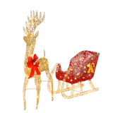 Light-Up Golden Reindeer and Red Sleigh Christmas Decoration – 120cm, 210 Lights, Garden Display