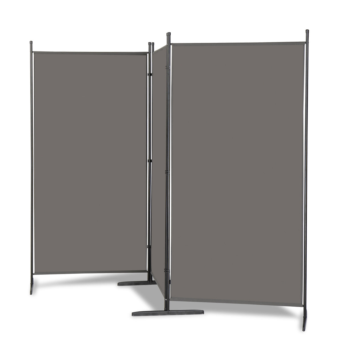 6FT Trifold Folding Room Divider Privacy Screen with Carbon Steel Frame – Polyester Fabric Partition, Grey