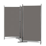 6FT Trifold Folding Room Divider Privacy Screen with Carbon Steel Frame – Polyester Fabric Partition, Grey