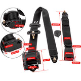 Retractable 3 Point Safety Seat Belt with Adjustable Straps – Universal Lap & Diagonal Belt, Black