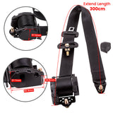 Retractable 3 Point Safety Seat Belt with Adjustable Straps – Universal Lap & Diagonal Belt, Black
